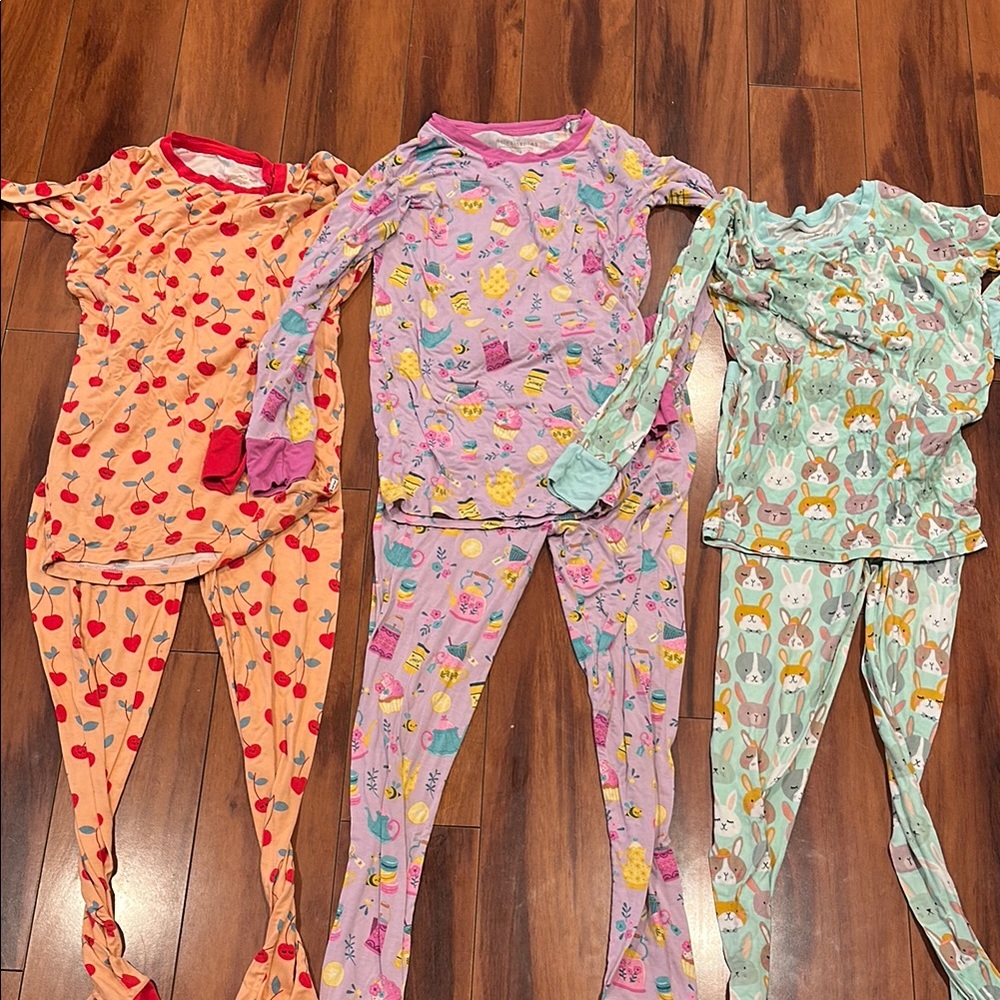 Lot of 3 Little Sleepies 12/14 girls two piece bamboo pajamas